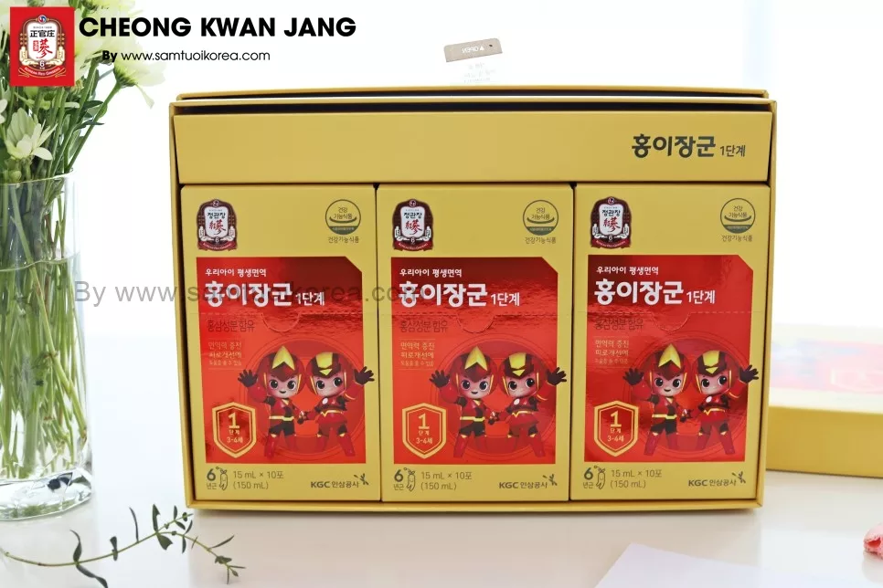 Nước hồng sâm trẻ em Cheong Kwan Jang số 1 15ml x 30 gói - 홍이장군 1단계 15ml*30포 (30일분)