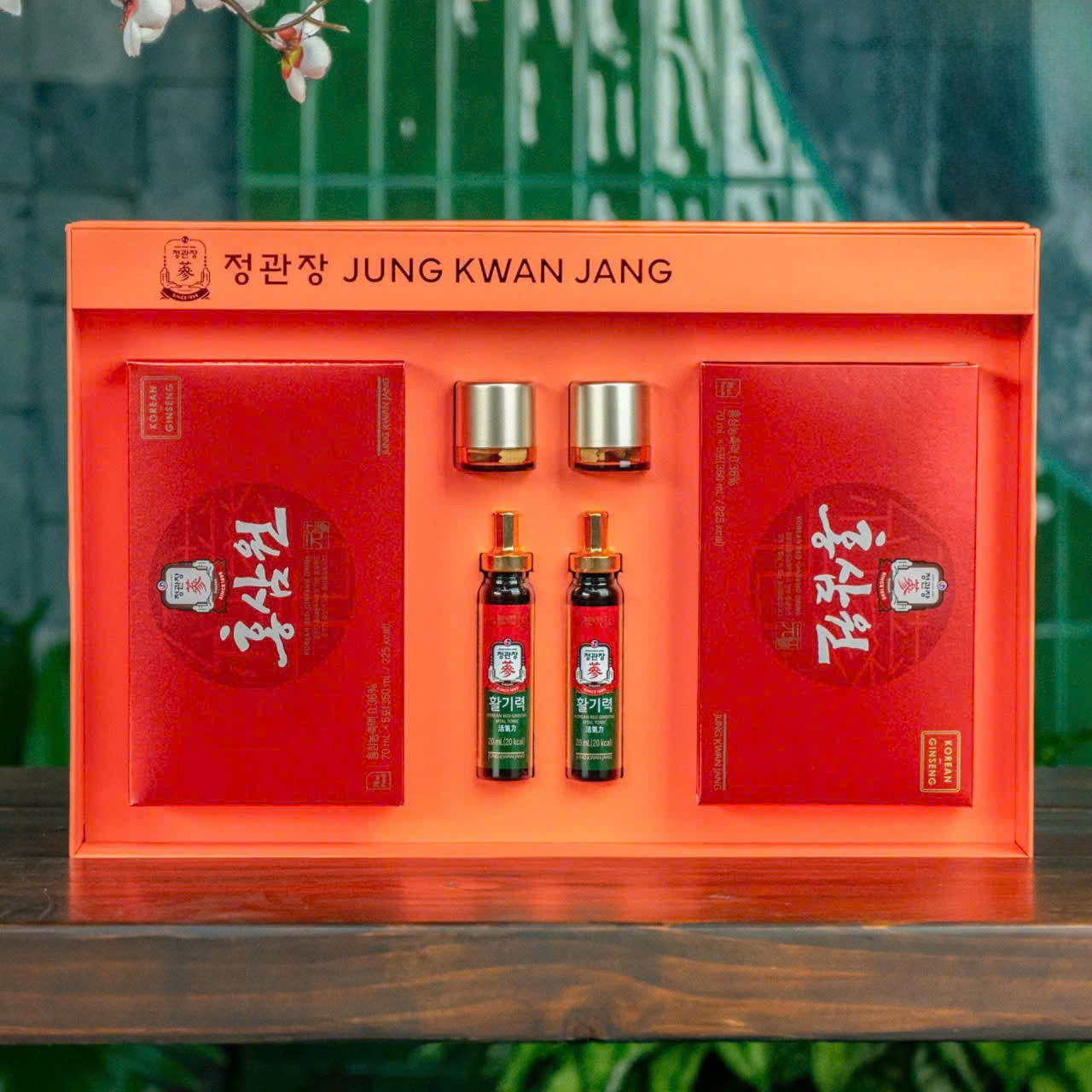 Quà Tết 2026 An Khang Vĩnh Ninh KGC Jung Kwan Jang gồm nước hồng sâm và Vital Pill