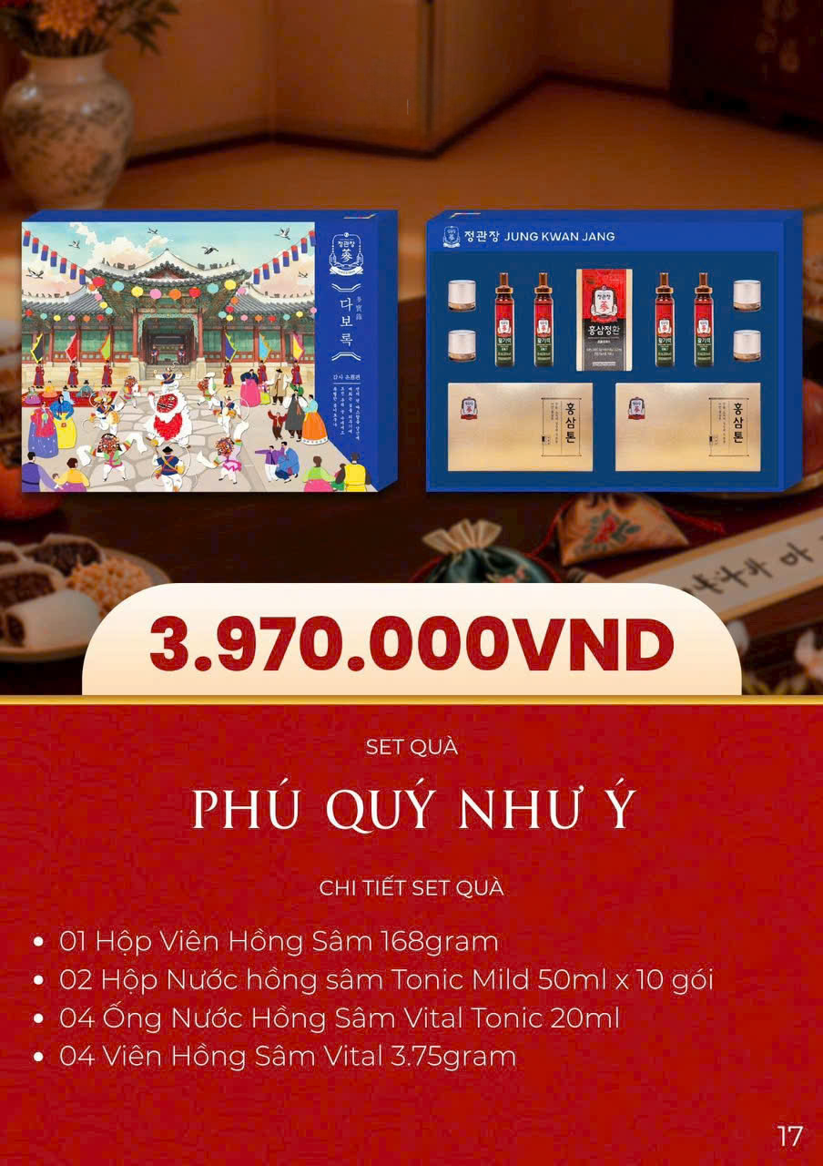 Hộp Quà Tết Sức Khỏe Xuân 2026 Phú Quý Như Ý KGC Jung Kwan Jang chính hãng cao cấp