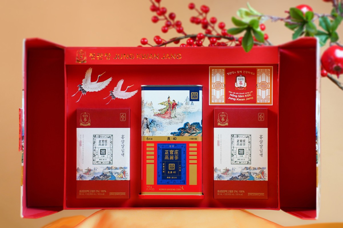 Set quà Tết Thọ Phúc Khang Ninh KGC Jung Kwan Jang gồm Pure Extract và hồng sâm củ khô 150g