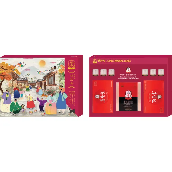 Hộp Quà Tết Sức Khỏe Xuân 2026 Vạn Phúc Vân Hưng KGC Jung Kwan Jang (홍삼정) | Sâm Tươi Korea
