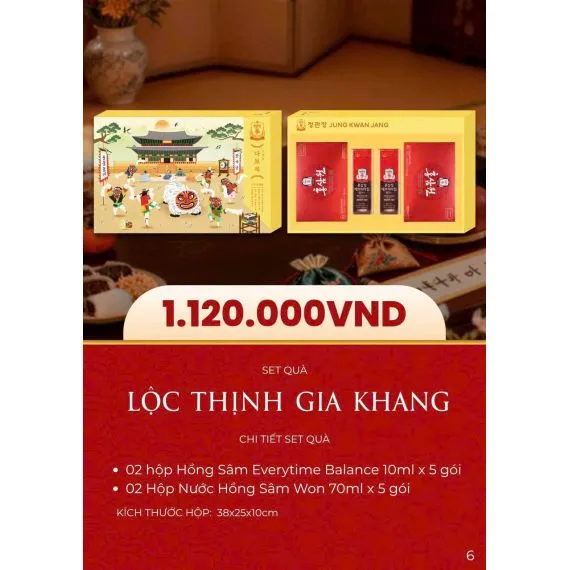 Hộp Quà Tết Sức Khỏe Xuân 2026 Lộc Thịnh Gia Khang KGC Jung Kwan Jang (홍삼정) | Sâm Tươi Korea